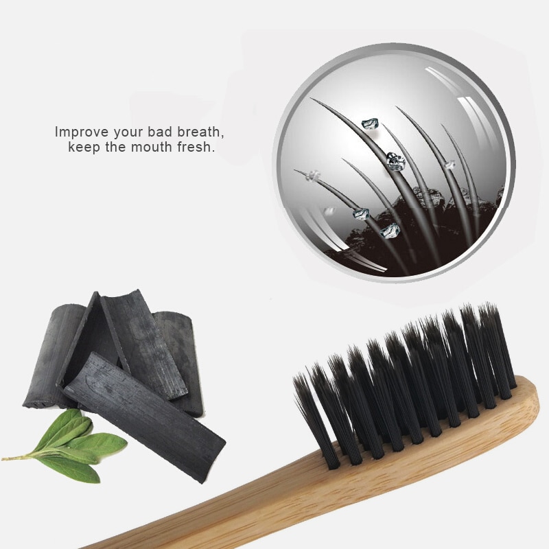 Ворсинки бамбуковой зубной щетки с угольным напылением