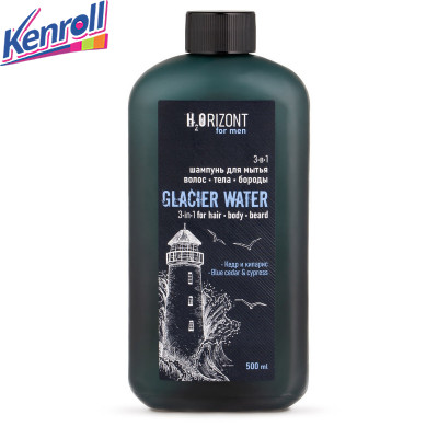 Шампунь 3в1 для мытья волос и тела и бороды Кедр и Кипарис HORIZONT GLACIAR WATER 500 мл
