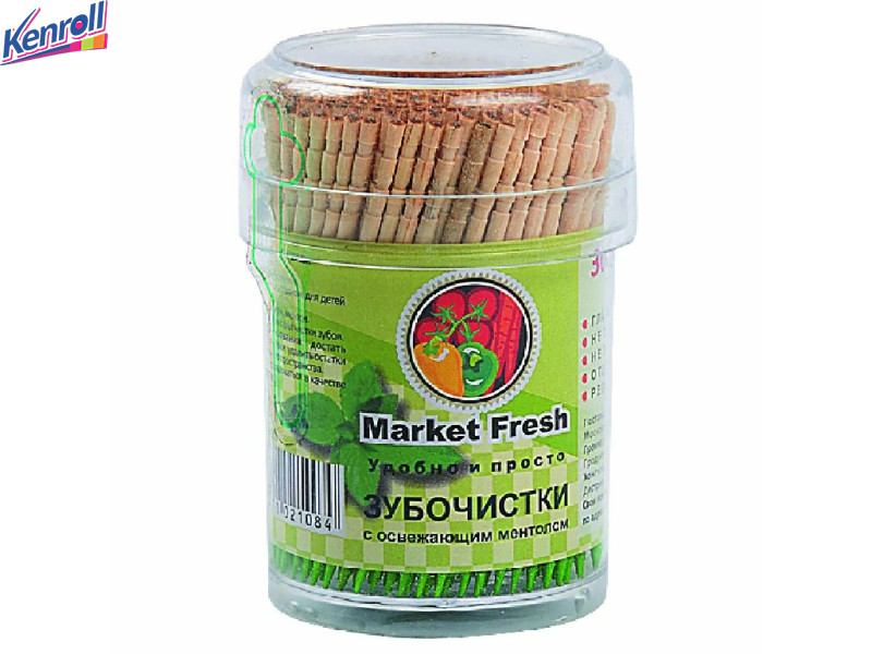 Зубочистки 300 шт рельеф мята Мarket Fresh