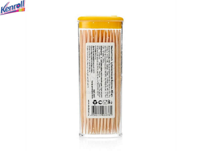 Зубочистки береза (диспенсер со слайдером) 60 шт Market Fresh