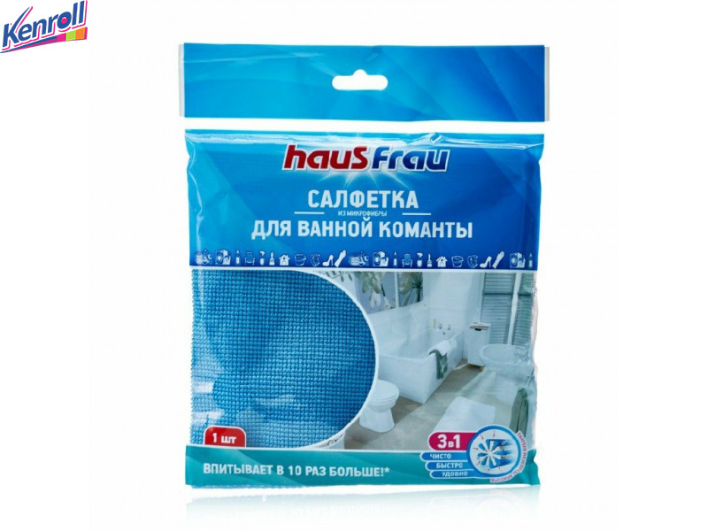 Салфетка из микрофибры повышенной впитываемости для ванной 1 шт  30*30 Haus Frau 