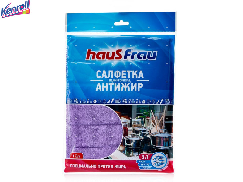 Салфетки из микрофибры антижир 17*23 1 шт Haus Frau 