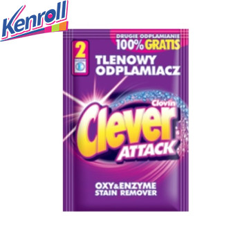 Кислородный пятновыводитель "Clever Attack", в порошке, 60 г.\Польша