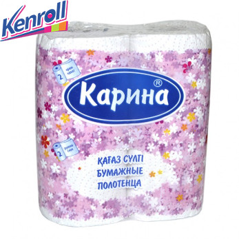 Полотенца бумажные Кaрина, двухслойные 2 шт в рулоне*12 метров