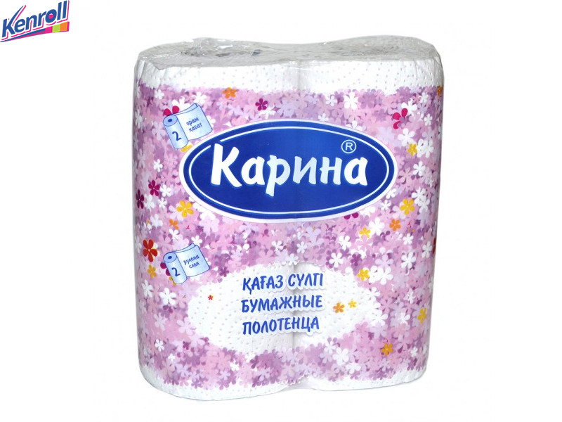 Полотенца бумажные Кaрина, двухслойные 2 шт в рулоне*12 метров