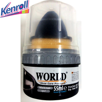 Крем для обуви (стакан с губкой)  55 мл черный WORLD\Турция