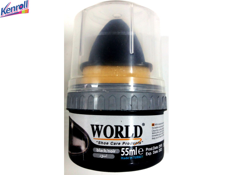 Крем для обуви (стакан с губкой)  55 мл черный WORLD\Турция