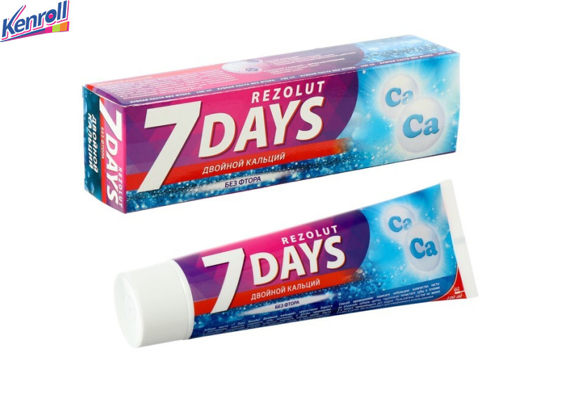 Зубная паста компл Двойной кальций без фтора 100 мл 7 Days Rezolut