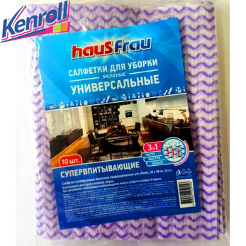  Салфетки для уборки универсальные вискоза 30*38 см  10 шт Haus Frau 