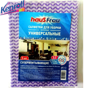 Салфетки для уборки универсальные вискоза 30*38 см  5 шт Haus Frau