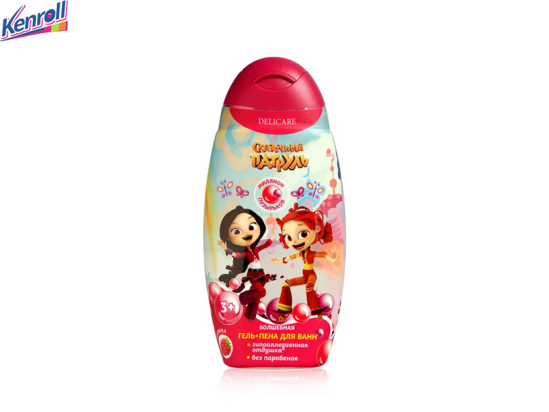 Детский гель для душа-пена для ванн ВОЛШЕБНАЯ Сказочный Патруль Малина, гипоаллергенная отдушка, без парабенов 300 мл Delicare