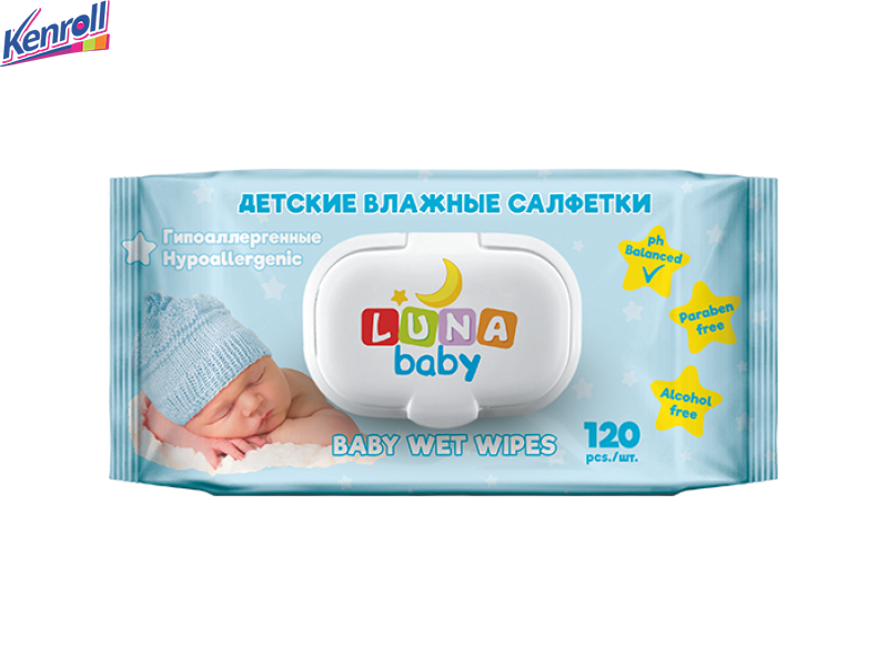 Влажные салфетки LUNA BABY детские HPAL 120 шт