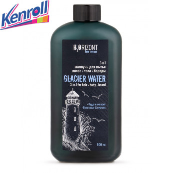 Шампунь 3в1 для мытья волос и тела и бороды Кедр и Кипарис HORIZONT GLACIAR WATER 500 мл