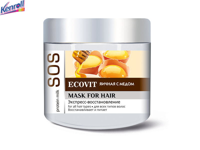 Экспресс-Маска для волос Восстанавливающая Яичная с медом  серии SOS 380 мл ECOandVIT 