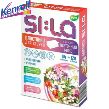 Пластинки для стирки SI:LA ECO с ароматом Цветочный микс 64шт/  (Беларусь)