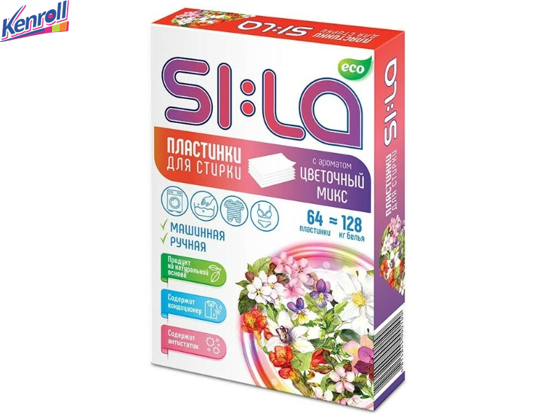 Пластинки для стирки SI:LA ECO с ароматом Цветочный микс 64шт/  (Беларусь)