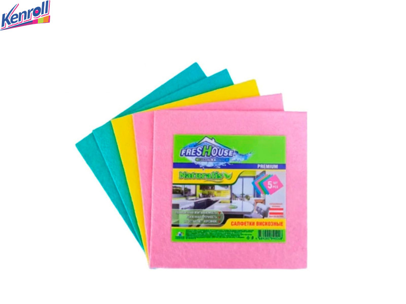 Салфетки универсальные вискозные 38*38  Freshose PREMIUM (разноцвет)  5 шт DAMAVIK