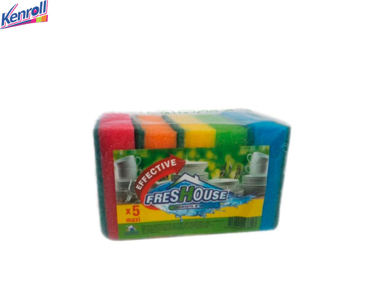 Губка для мытья посуды Maxi 5 шт  Freshose EFFECTIVE DAMAVIK