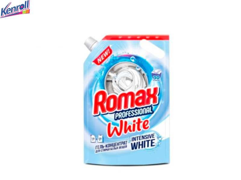 Гель-концентрат  для стирки белых вещей  White Дой-пак 1,5 кг 30 стирок Romax Professional ДОН