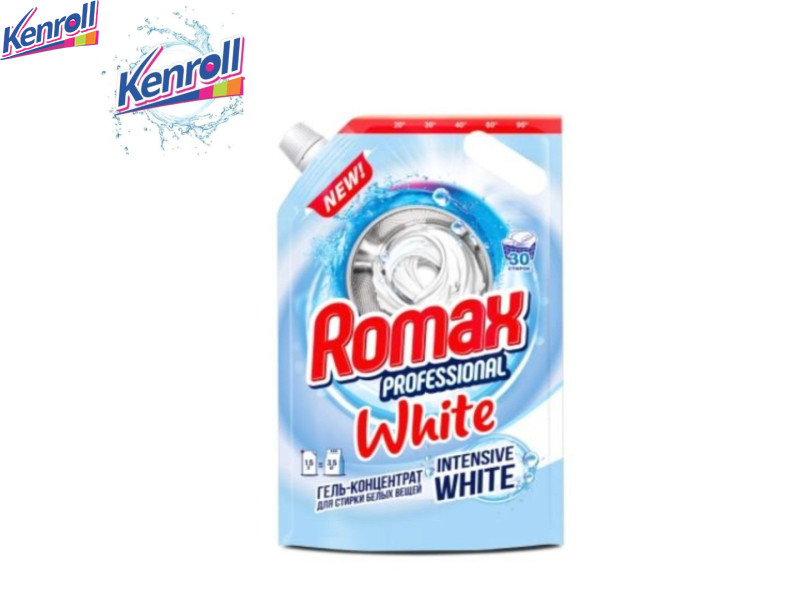 Гель-концентрат  для стирки белых вещей  White Дой-пак 1,5 кг 30 стирок Romax Professional ДОН