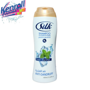 Silk Shampoo Шампунь против перхоти  400 ml Anti-Dandruff Fresh Menthol  (синий)/24