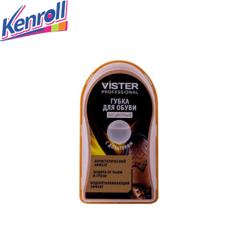 Губка-блеск для обуви из глад кожи с дозатором силикона Бесцветная  Vister  Proff  6 мл Стокист