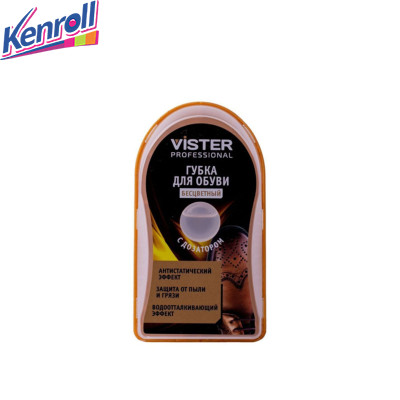 Губка-блеск для обуви из глад кожи с дозатором силикона Бесцветная  Vister  Proff  6 мл Стокист