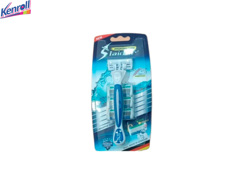 Станок мужской 5 лезвий  (ручка+4 картриджа) плавающая головка Slaider X5 OREMIUM