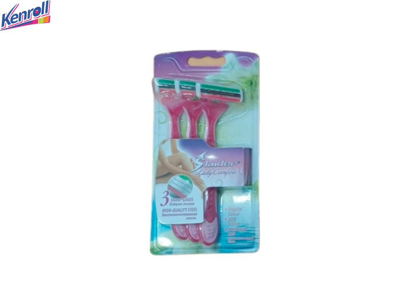 Станки женские 3 лезвия+питательная полоска  Slaider Lady Comfort в упаковке 3 шт