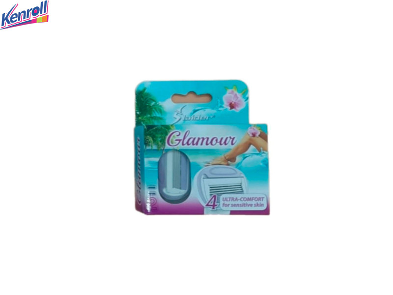 Сменные картриджи для станка Женские 4 лезвия Slaider Glamour 2 штуки в упаковке