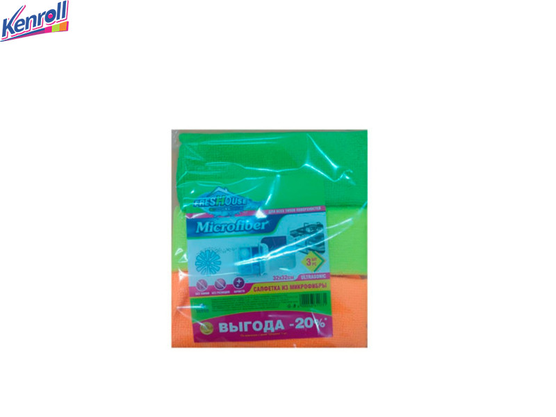  Набор Салфеток микрофибра универсальная FRESHOUSE MICROFIBER 3 шт 32*32