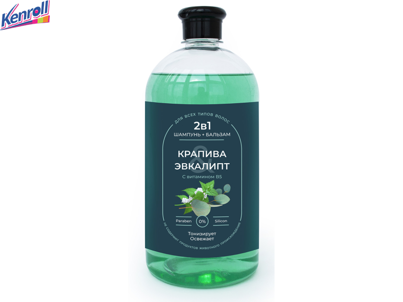 Шампунь+Бальзам для всех типов волос 2в1 Крапива-Эвкалипт 1 л/12 шт  RAIN
