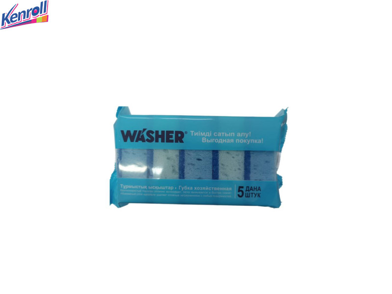 Губки  хозяйственные Крупнопористые 5шт WASHER Аврора