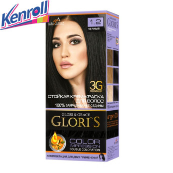 Крем-краска для волос GLORI'S №1.2 Чёрный