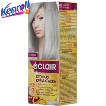 Крем-краска для волос ECLAIR OMEGA-9 №9,1 Пепельный