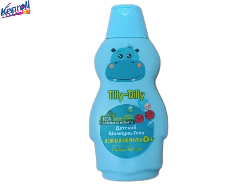 Детский шампунь гель 2 в 1 Бегемотик Вишня 0+ 250 мл  Tilly-Dilly Стокист