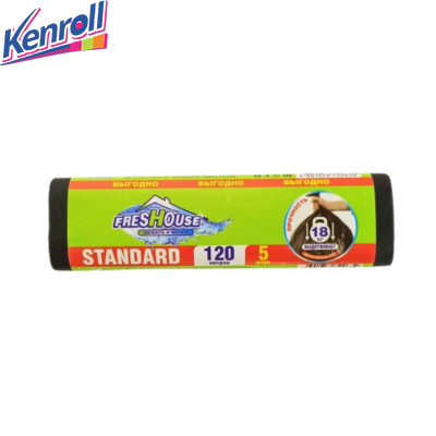 Пакеты для мусора 120 л 10 шт   (выдерживает 18 кг)  FRESHOUSE STANDARD DAMAVIK
