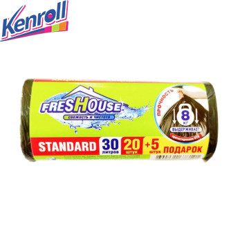 Пакеты для мусора 20 л 20 шт   (выдерживает 6 кг)  FRESHOUSE STANDARD DAMAVIK