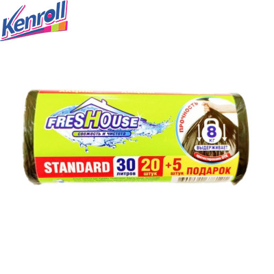 Пакеты для мусора 20 л 20 шт   (выдерживает 6 кг)  FRESHOUSE STANDARD DAMAVIK