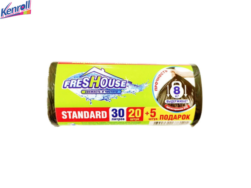 Пакеты для мусора 20 л 20 шт   (выдерживает 6 кг)  FRESHOUSE STANDARD DAMAVIK