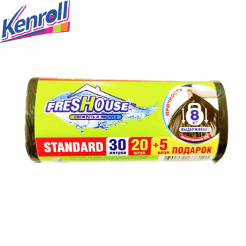 Пакеты для мусора 30 л 25 шт   (выдерживает 8 кг)  FRESHOUSE STANDARD DAMAVIK